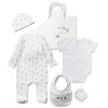 F09898NB: Baby Unisex Elephant 6 Piece Mesh Bag Gift Set (NB-6 Months)